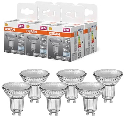 OSRAM LED-Spot Star PAR16 Reflektor, 4000 K neutralweiß, 2,4 W, GU10, 36°, 230 lm, klar, für Spotbeleuchtung, Akzentlicht, 15.000h, Kaltweiss