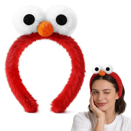 Meleager Bandeau Monstre Peluche, Serre Têtes Grands Yeux, Accessoire de Cheveux Rouge Amusant, pour Carnaval, Soirée à Thème, Cosplay