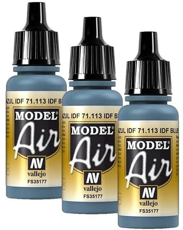 Vallejo Model Air 17 ml Acrylic Paint - IDF Blue (Pack of 3)