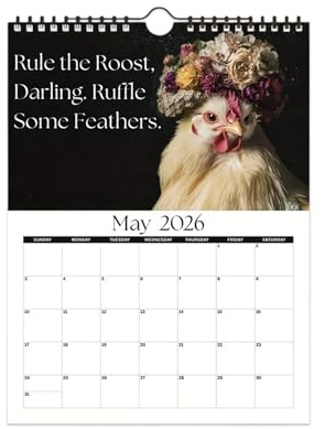 Wandkalender 2026 – 12 Monate Planer mit Hühnerthematik im natürlichen Stil, lustiger Wandkalender für Hühner, Organizer aus langlebigem Papier, Kalender 2026 für Schlafzimmer,