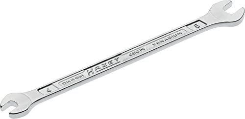 HAZET Doppel-Maulschlüssel 450N-4X5 verchromt, Schlüsselweite: 4 x 5 mm | Maulstellung: 15° | Schaft mit extra stabilem HAZET Doppel-T-Profil | Made in Germany