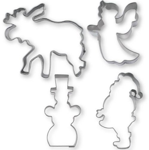 Weihnachtsbäckerei Ausstechformen Set 4-teilig Elch Schneemann Engel Nikolaus Edelstahl Nr 023819