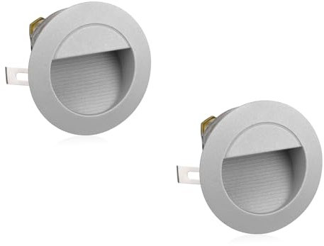ledscom.de 2 Stück LED Treppenlicht/Wandeinbauleuchte für innen und außen, Downlight, rund, grau, 125mm Ø, warmweiß