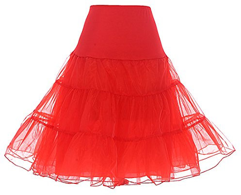 DRESSTELLS Petticoat Unterrock Damen Reifrock Dirndl Petticoats Rot 1950er Rockabilly Kleider Pettycode Unterrock Kurz Tüllrock Meerjungfrau Kostüm Red L