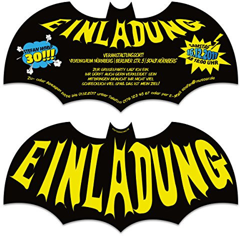 10 x Lasergeschnittene Halloween Einladungskarten Geburtstag Einladung - Fledermaus Bat