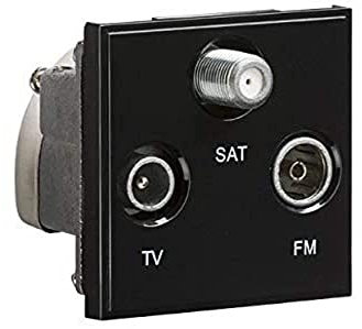 Triplexed TV/FM DAB/SAT TV Outlet Module 50 x 50mm - Black