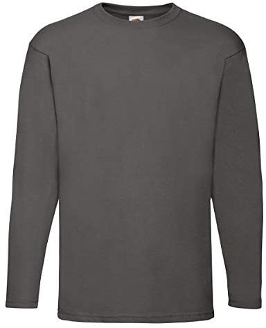 Fruit of the Loom Mens Long Sleeve Value T Shirt Light Graphite XL