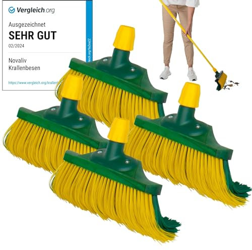 Novaliv Besenkopf Krallenbesen Set 30 cm Holz Besenaufsatz Schneebesen Kratzbesen Rasenbesen Besen Allzweckbesen Hofbesen (4, 30 cm Ersatzkopf)