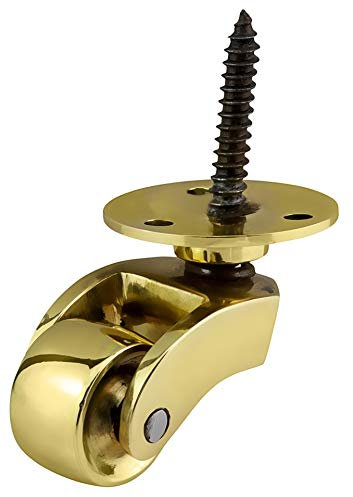 Lenkrolle aus massivem Messing mit 22 mm Rad (einteilig) – echtes massives poliertes Messing – Antik-Vintage – Schraubbefestigung – poliertes Messing – britisches Unternehmen