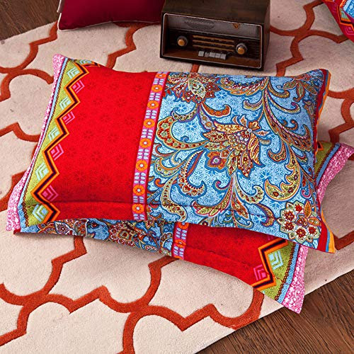 AShanlan Bohemian Kissenbezug 40 x 80 2er Set Bunt Indisch Boho Stil Kopfkissenbezug 40 x 80 cm Exotische Muster Kissen Bezug 40x80cm 120GSM Mikrofaser Kissenhülle Polsterbezug Pillow Cover