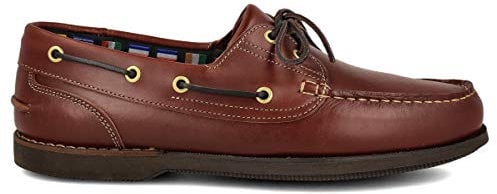 PAYMA - Náutico Mocasín Deportivo Casual en Piel para Hombre. Tallas Grandes 46 47 48. Piel Engrasada. Piso de Goma. con o sin Cordones. Color: Brandy Cordones; Talla EU 41