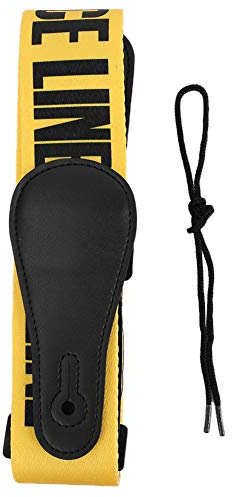 Tomotato Gitarrengurt Verstellbare Bassgurt Gelbe Warnlinie Muster Gitarrengurt Universal Gitarrenband für Akustik Bassgitarren E-Gitarren Musikinstrumente Zubehör