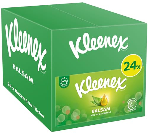 Kleenex Balsam Taschentücher-Box,Aloe Vera & Calendula,4-lagig,24x56 Tücher