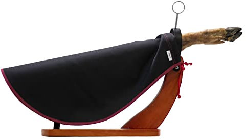 DiseLio Cubre Jamón Color Negro con Vivo Granate al Rededor, Talla Única, Forma Redondeada. Protector para Jamón o Paletilla. (Cub-j-Ne-Gr)