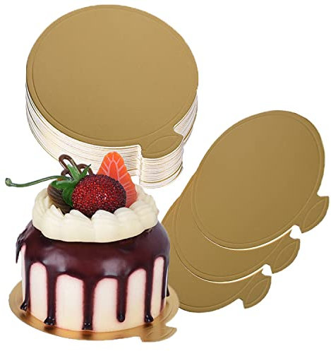 3 Inch Mini Round Cake Boards, 100pcs Cardboard for Mousse, Cupcake, Dessert Decorating - Gold