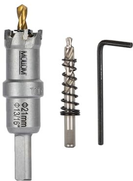 Mollom (21mm | 13/16) Sierra de Corona de T.C.T Carburo Broca con 2 Brocas,Punta de carburo de tungsteno para Metal Duro,Acero,Hierro,Cobre,Madear,Latón,Plástico