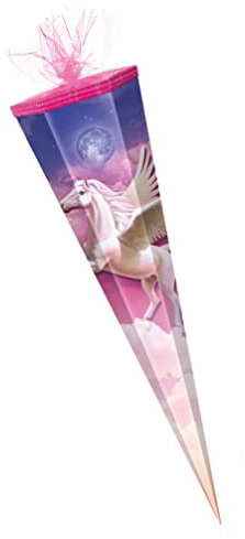 Generisch Schultüte groß Wundertüte Zuckertüte Einschulung 85 cm eckig Motiv Pegasus Pferde