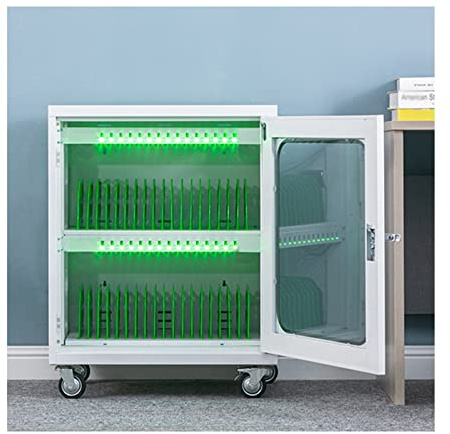 30 Unit Mobile Charging Cart With Locking Cabinets | Charging Station For 30 Tablets, Laptops | Standard Laptop Cart & Classroom Storage Cart (Color : White, Size : 30 slots)