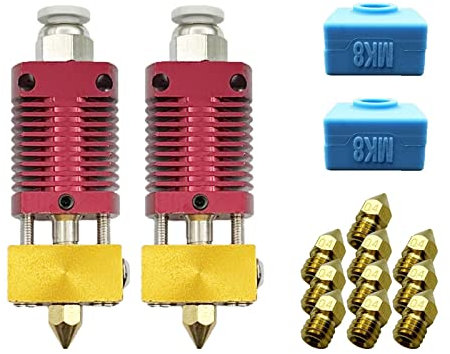 AJOYIB 3D Drucker Hotend Kit Upgrade Extruder Hot End mit Silikonsocke Mk8 0.4 Düsen Geeignet für Ender-3 / Pro, Ender-3S / 2 [2er Pack]