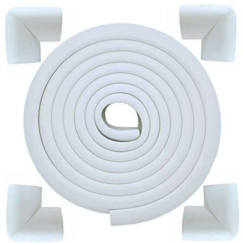 M2cbridge L Shape Extra Thick Furniture Table Edge Protectors Foam Baby Safety Bumper Guard (Off White(4m Edge + 4 Corners))