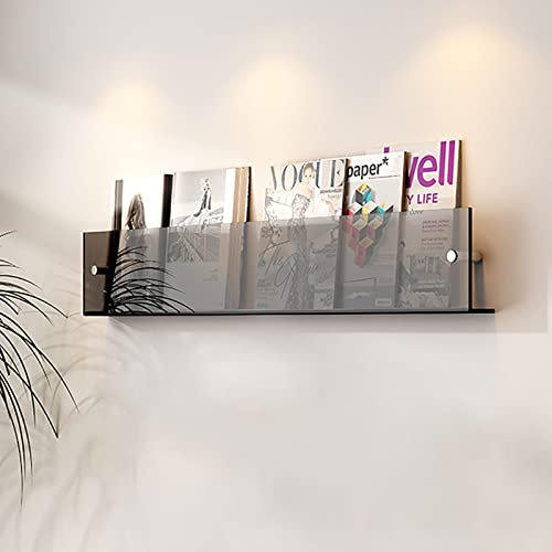 Zeitungsständer Zeitschriftenhalter aus Grauem Orangefarbenem Transparentem Acryl, 40/50/60/70/80 Cm Langer Prospektständer Zur Wandmontage, Shop-Display/Messe-Lagerregal ( Color : Dark gray , Size :