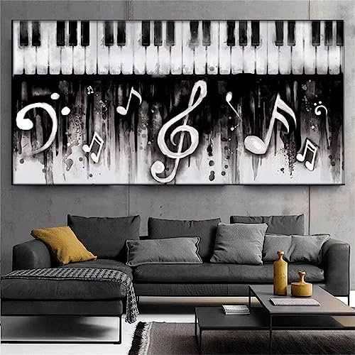 Piano Noir Blanc 5D Bricolage Diamond Painting Grand Peinture Diamant Kits pour Enfants Adultes Strass Cristal Peinture par Numéros Point de Croix Painting pour Murale Décoration Square Drill, 40x80cm