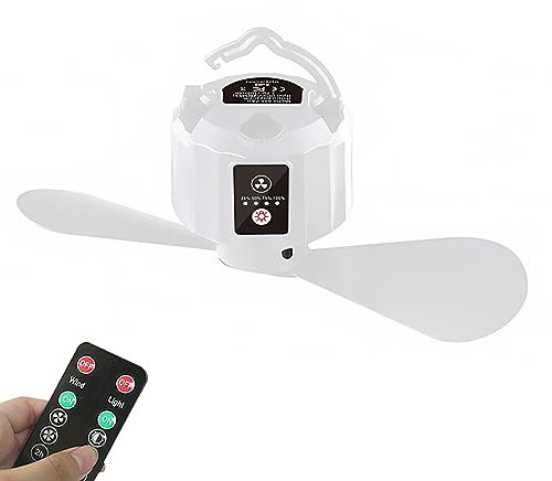 5200 mAh Camping Ventilator, Mini USB Camping Ventilator mit LED & Haken, Zelt Deckenventilatoren mit Ventilator für Auto, Outdoor, Camping, Büro, Haus