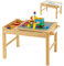 COSTWAY 2-in-1 Kids Activity Table, Wooden Children Building Blocks Table with Reversible Tabletop, Paper Roll and Storage, Toddler Play & Build Desk for Learning Drawing Eating (Natural)