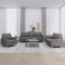 Homgoday 3-TLG. Sofagarnitur mit Kissen Sofa Couch Gästesofa Lounge Rückenlehnensofa Polstersofa Couch Loungesofa Couchgarnitur Sofas für Wohnzimmer Schlafzimmer Büro Dunkelgrau Stoff