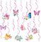 EASY JOY 3D Butterfly Hanging Sprials Decorations Birthday Ceiling Paper Decorations Baby Shower Flower Party Decorations for Girls Butterfly Hanging Swirls Fairy Party Supplies