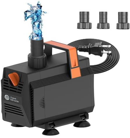 AquaMiracle Modern Submersible Water Pump 1050GPH (4000L/H, 55W) Black for Ponds, Waterfalls, Fountains, Horticulture and Water Gardens, with Flow Control and IP68 Safety