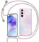 Tikgue Cover per Samsung Galaxy A55 5G, Custodia con Cordino Silicone Glitter Brillantini Trasparente Morbida Cover con Collana Sottile Protettiva Bumper Antiurto TPU Case - oro rosa
