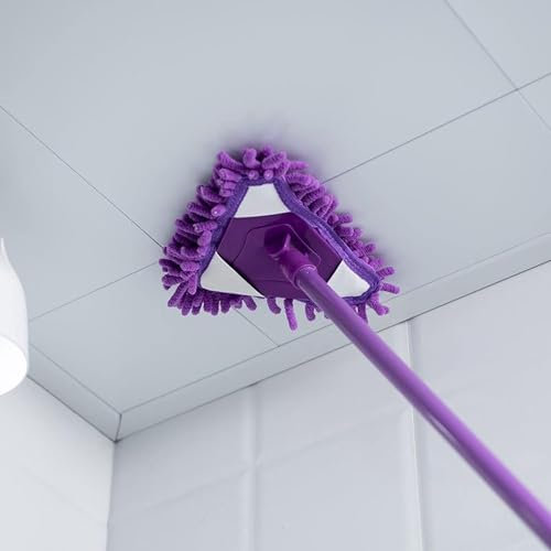 Trapeador for pisos de madera dura, trapeador redondo de chenilla telescópico, giratorio de 180 °, suave, fuerte, absorbente de agua, trapeador plano, trapeador de microfibra multifunción for pared, t