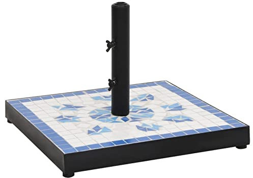 ShGaxin Base de Parasol Bleu et Blanc carré 12 kg,Pied De Parasol,Pied De Parasol Lourd,Pied De Parasol sur roulettes