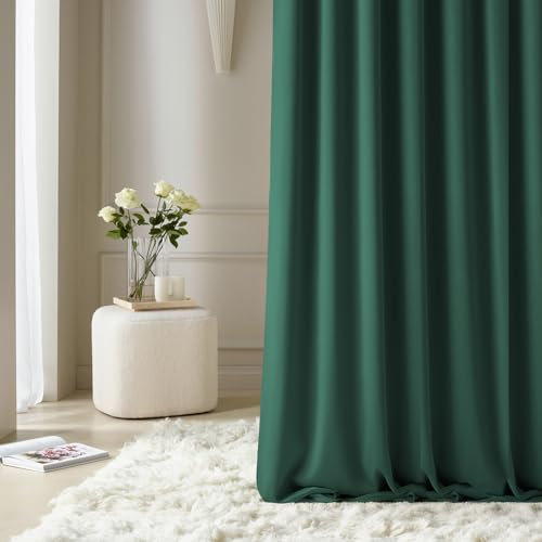 ROOM99 Vorhang mit Kräuselband Aura 140 x 240 cm Breite x Höhe Schiebegardinen Modern Curtain Wohnzimmer Schlafzimmer Flaschengrün, 1 Stück