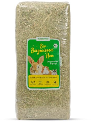 Heu-Heinrich® Organic Mountain Meadow Hay from the Thuringian Forest Nature Park - Litter and Food for Rodents, Rabbits, Guinea Pigs, Hamsters, Rabbits (8 kg)