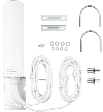 BOOBRIE 4G LTE/5G Antenna 10dBi High Gain OmniDirectional Outdoor Antenna 698-2700 3300-3800MHz SMA 16.4Ft Low Loss Cable TS9 Connector for 4G LTE 5G Router CPE Modem Gateway Cellular Trail Camera