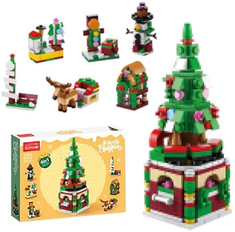Weihnachten Bausteine Set,Mini Bausteine Weihnachts Adventskalender 2024, Weihnachten Bausteine Bauklötze Spielzeug,Mitgebsel Kindergeburtstag,Spielzeug ab 4 Jahre,Weihnachtsgeschenke (Weihnachtsbaum)