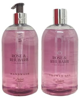 By Deluxe Rose & Rhubarb - Hand Wash & Shower Gel | 500mL×2 [BUNDLE][Packaging Color May Very]