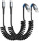 SUNGUY Cable USB C Espiral, Cable USB A a USB C【2piezas 0.3m-0.8m】, Cable USB Tipo C para Android Auto, Carplay, iPhone 16/16Plus/16Pro, Galaxy S24 S23 S22, MacBook, Google Pixel 8, Huawei, Xiaomi