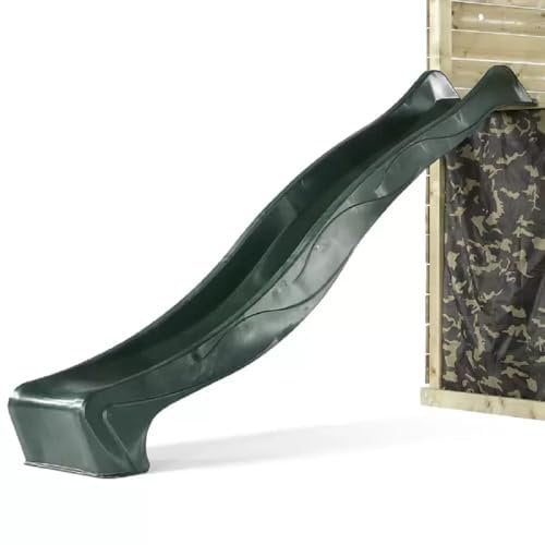 Plum Play 8ft Childrens Heavy Duty Outdoor Garden Slide Attachment for Climbing Frame Playcentre Tree House 2.4m Length - For Platforms Decks 4ft or 1.2m (Forest Green)