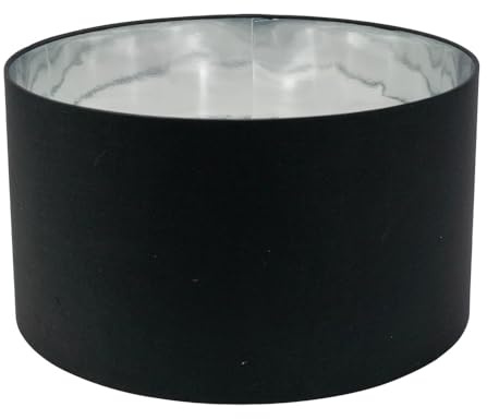 ValueLights | Reni Large Pendant Shade Black & Chrome Inner with Warm White Bulb | Shades, Home Décor & Improvement Essential | Light Bulb Included | 450mm Shade Width