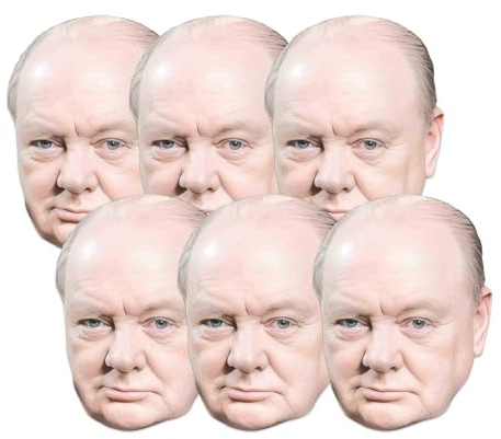 Star Cutouts SMP459 Winston Churchill Six Pack Cardboard Face Masks - Ideal for Fans, Parties & VE Day Celebrations