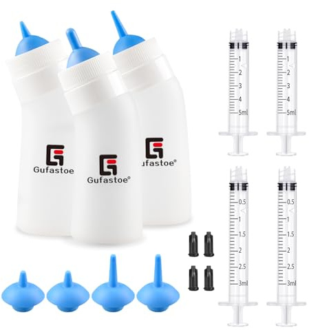 Gufastoe Pet Feeding Nipple with Syringe, Soft Silicone Nursing Pet Feeding Bottle, Ventilation Valve Resistant Tearing for Puppies, Kittens, Rabbit, Small Wildlife (Blue)