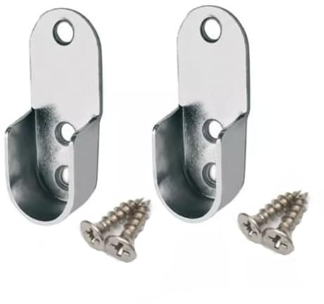 Wardrobe Rail 2x Brackets Kit Chrome Oval 30x15mm Tube Support IANPAV