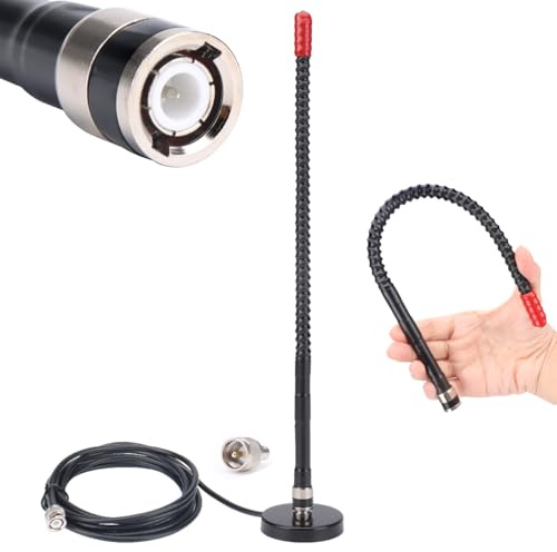 Arridioter CB Radio Antenna Whip Soft 27MHz Magnetic Mount CB Antenna Kit with PL259 BNC Male Adapter Compatible with Cobra Uniden Midland Maxon Car Mobile Truck Vehicle Portable Handheld CB Radio