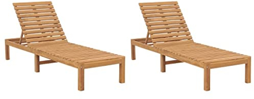 Frdhee Saunaliege Strandkorb,Sonnenliegen 2 STK. Massivholz Teak,Sonnenbank für Balkon,Strand,Terrasse und Camping