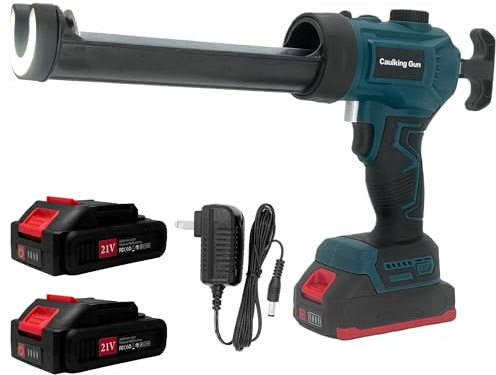 MUMIK Pistolet Silicone Electrique, Pistolet a Cartouche Electrique avec 2x2000 mAh Batteries, Variateur de Vitesse Progressif, Lumière LED, Pistolet à Silicone Sans Fil pour Cartouches de 300 ml