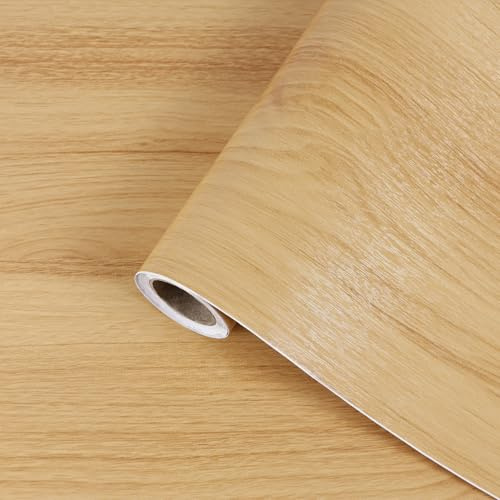 AuraCyzirine Light Wood Peel and Stick Contact Paper Self-Adhesive Wallpaper,Natural Wood Effect Vinyl Wrap for Kitchen Cabinets,Countertops,Drawers,Removable Sticky Back Plastic Roll,30cm x 200cm