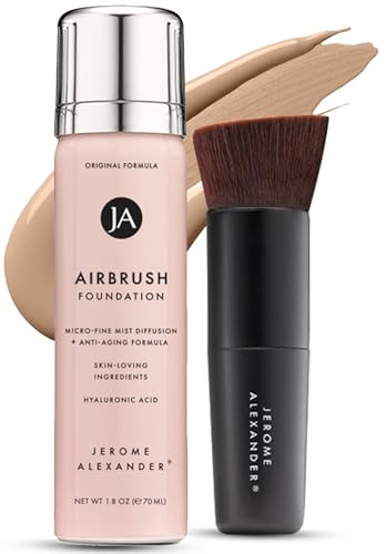 Jerome Alexander Magic Minerals AirBrush Foundation Make up Set - Foundation Spray + Pinsel - Integriertes Make-up mit Hautpflege feuchtigkeitsspendend